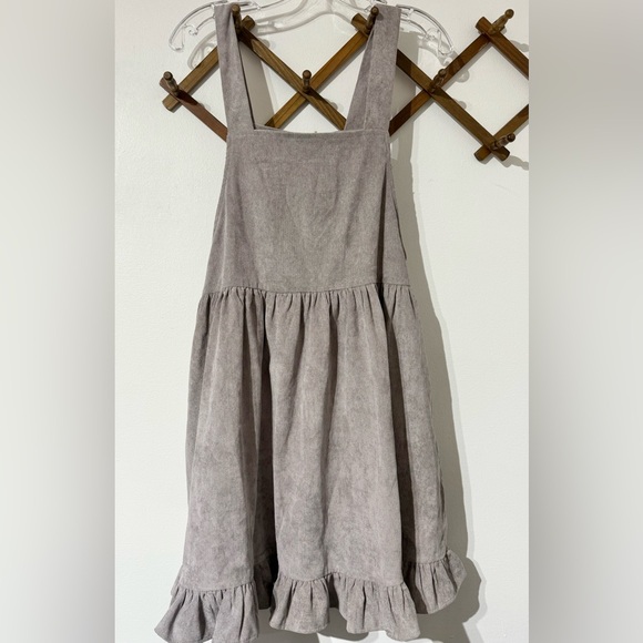 Listicle Corduroy grey/tan mini sleeveless dress with pockets size small NWT - Picture 4 of 6
